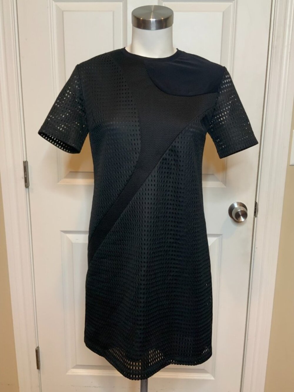 Neil Barrett Black Techno Mesh Slim Fit Mini Dress, Size 8 | 40